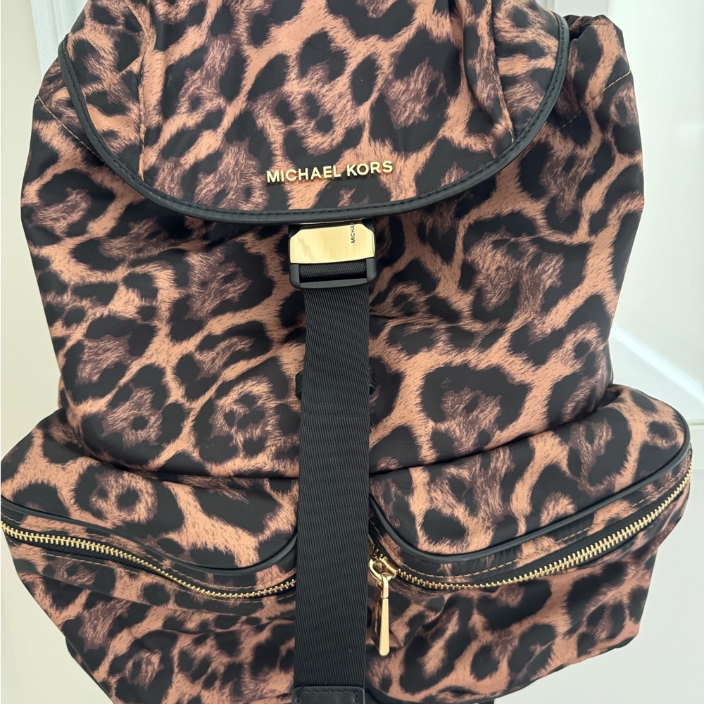 Michael Kors Animal Print Backpack - Black and Brown